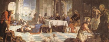 Christ lavant les pieds de ses disciples italien Tintoretto Peinture à l'huile